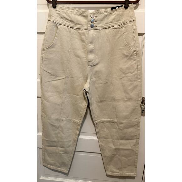 Fashion Nova Pants Size XL (29x25) Right on Time Balloon Crop Nude Cream Tapered - Picture 2 of 11